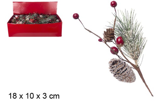 [102335] Branche d'ananas et fruits rouges 20 cm