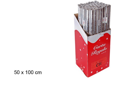 [102427] Papel regalo plata oleografico 50x100cm