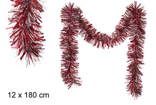 [102555] Matte red/silver hologram wide christmas tinsel 12x180 cm