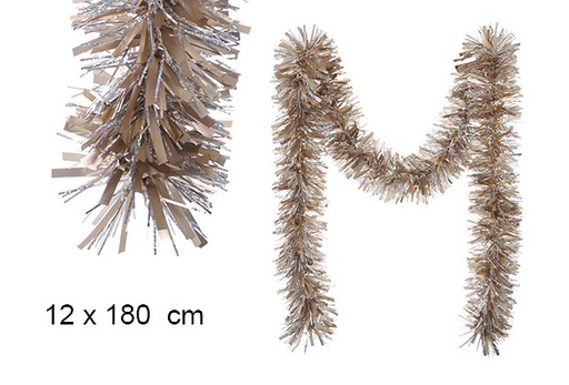 [102556] Matte champagne/silver hologram wide christmas tinsel 12x180 cm