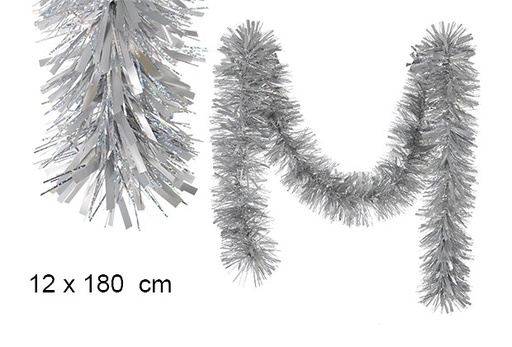 [102557] Guirlande de noël large argent mate/argent hologramme 12x180 cm