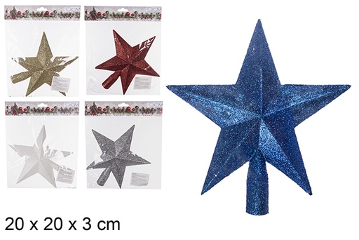 [102606] Punta stella di albero argento/oro/rosso 20 cm 