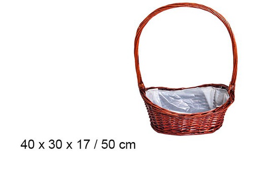 [103260] Cesta de vime forrada mogno 50 cm   