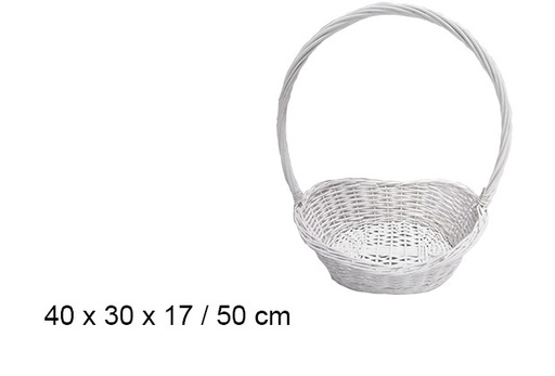 [103269] Cesta navideña mimbre blanca 50 cm