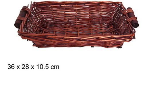 [103271] Cesta rectangular caoba Navidad 36x28 cm