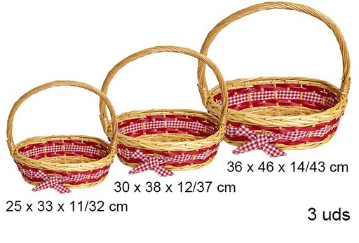 [103282] J/3 cestas ovalada miel navidad con lazo