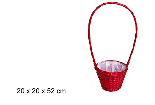 [103292] Cesta redonda florista de Natal vermelha 52 cm 