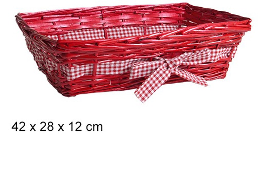 [103305] Cestino di vimini Natale rosso con fiocco 42x28 cm 