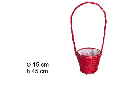 [103307] Red Christmas florist round basket 15 cm 