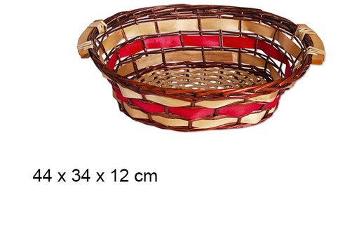 [103314] Panier en osier de Noèl ovale 44x34 cm  