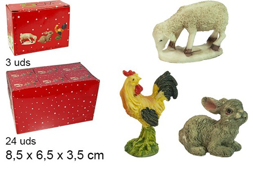 [103367] Pack 3 figuras animales: conejo, gallina, oveja
