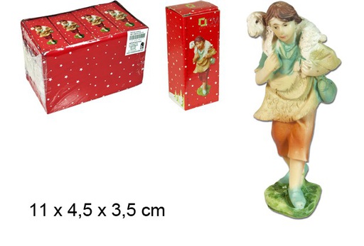[103369] Pastore con pecora in resina 11 cm  