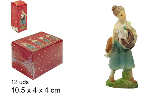 [103380] Pastorella con pecora in resina 10,5 cm