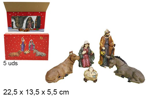 [103397] Pack 5 figurines en résine Crèche