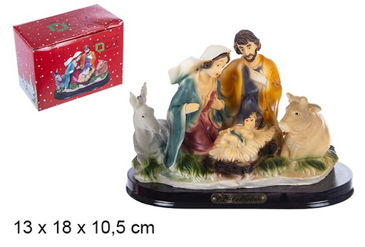 [103401] Natività in resina set 5 pezzi con base 13 cm