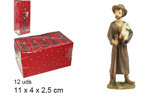 [103408] Pastore con pecora in braccio in resina 11 cm 