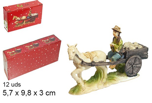 [103420] Pastore carrettiere con pecora in resina 10 cm  