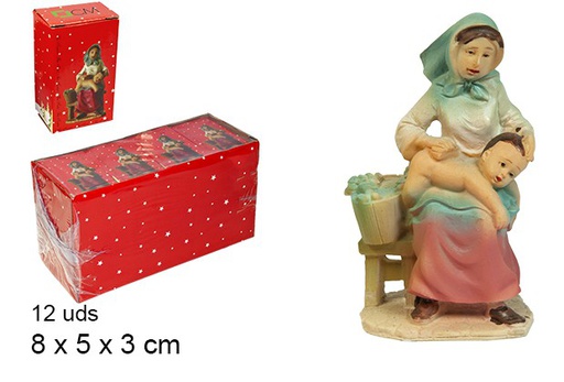 [103441] Resin shepherdess mother washing son 8 cm 