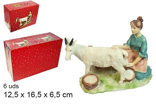 [103443] Pastora resina ordeñando cabra grande 12,5 cm
