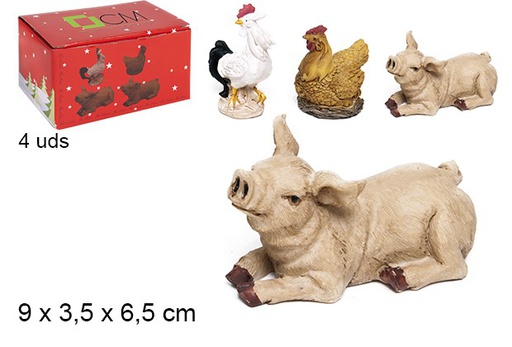 [103452] Pack 4 assorted resin animals