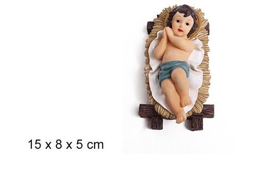 [103455] Gesù Bambino in culla in resina 15 cm