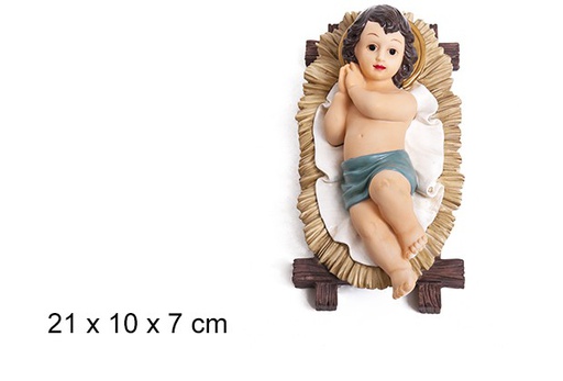 [103456] Enfant Jésus dans un berceau en résine 21 cm