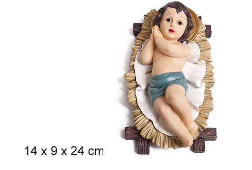[103457] Gesù Bambino in culla in resina 24 cm