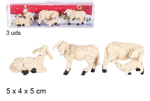 [103493] Pack 3 moutons en résine