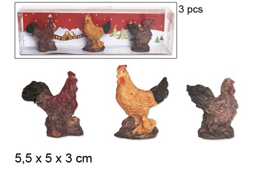 [103494] Pack 3 galline in resina