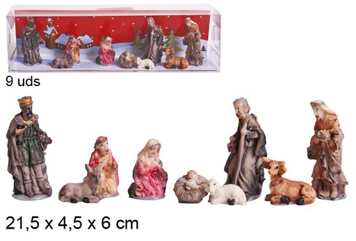 [103509] Pack 9 pièces de la Nativité PVC boîte