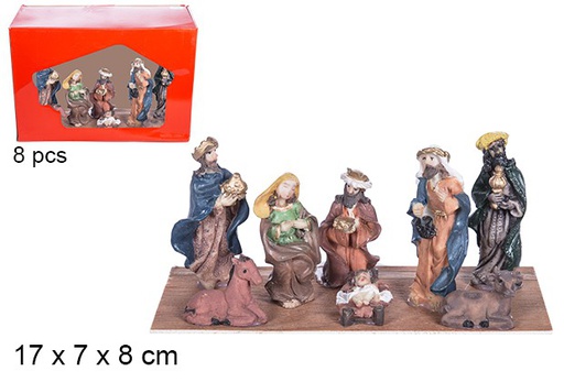 [103517] Crèche de Noël 8 pièces boîte en PVC