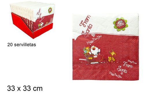 [103521] Pack 20 serviettes papier à 3 plis décoré Noël 33 cm