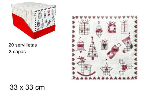 [103524] 20 christmas paper napkins 3-ply 33cm