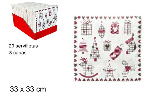 [103524] Pack 20 Christmas paper napkins 3-ply 33 cm