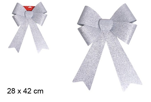 [103529] Silver Christmas bow 28x42 cm