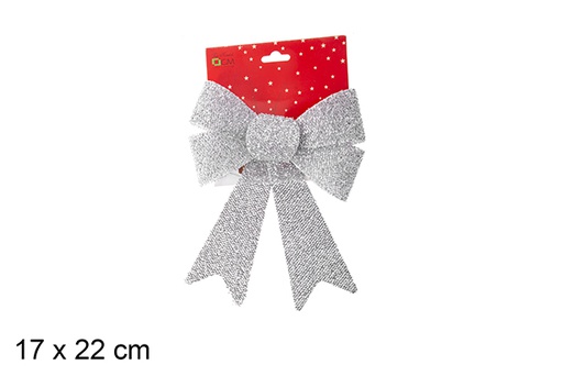 [103537] Silver Christmas bow 17x22 cm