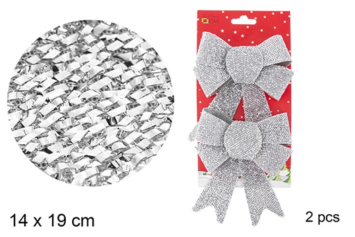 [103540] Pack 2 fiocchi natalizi argento 14x19 cm