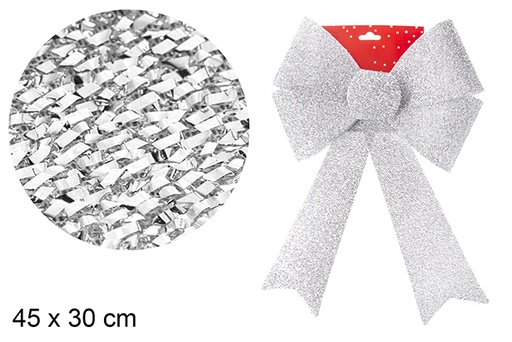 [103551] Silver snowflake bow 45x30 cm