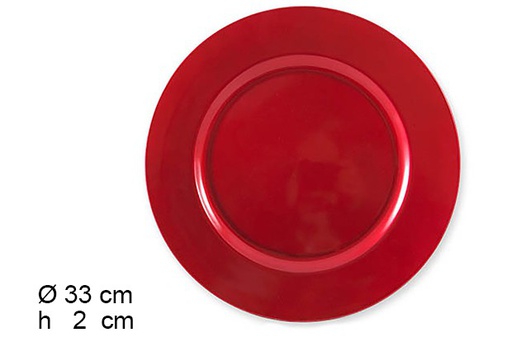 [103613] Red round charger plate 33 cm 