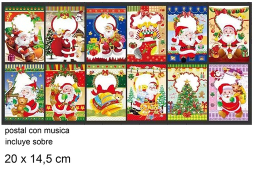 [103666] Carte postale de Noël avec musique 20x14,5 cm