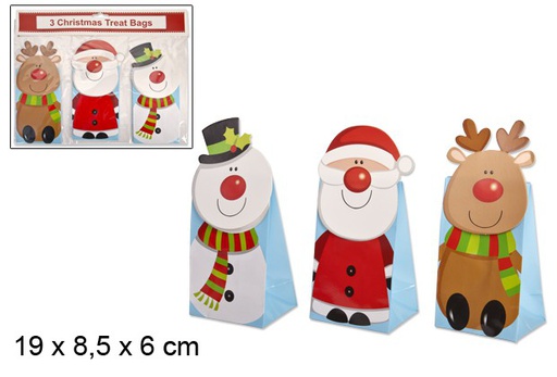 [103784] Pack 3 3D Christmas gift bags 19x8,5 cm