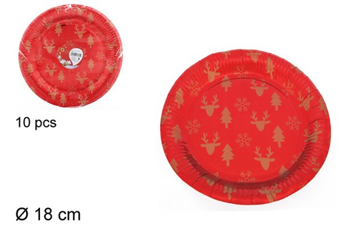 [103800] 10/RED CHRISTMAS PAPER PLATE 18 CM