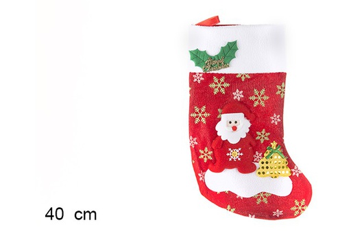 [103807] Meia de Natal decorada com Papai Noel 40 cm