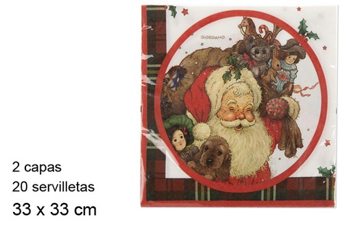 [103827] Pack 20 servilletas 2 capas decoración Navidad 33 cm