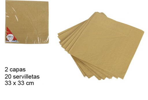 [103828] Pack 20 gold paper napkins 2-ply 33 cm