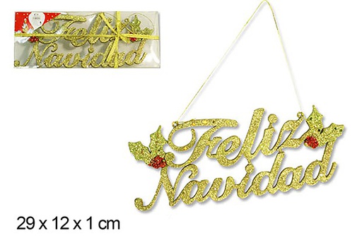 [103913] Letrero Feliz Navidad oro 29x12 cm