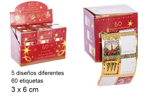 [103923] Pack 60 gift tag stickers assorted 3x6 cm