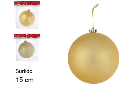 [104085] Bola de Natal ouro brilhante/fosca/glitter 15 cm