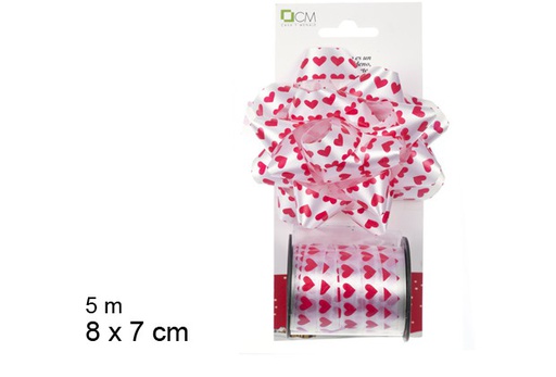 [104235] Pack 1 pompom + 1 colord ribbon 5 m. 8x7 cm