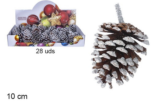 [104263] Ananas naturel à paillettes argentées 10 cm